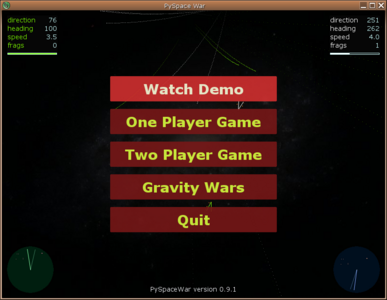 Screenshot of the menu screen