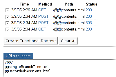 Screenshot of /++etc++process/RecordedSessions.html